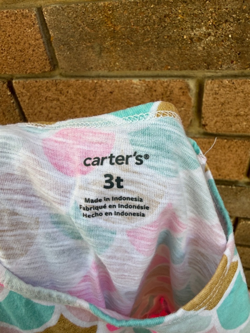 Carter's Multicolor Mermaid Scale Short Sleeve Top w Hot Pink Tulle Hem Size 3T - Picture 2 of 4